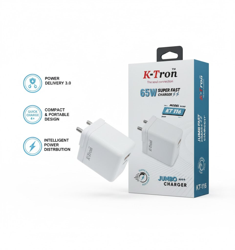 K-TRON 25W Super Fast Charger Jumbo Charger {KT-116}
